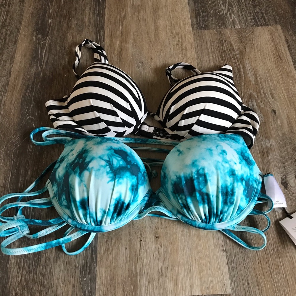 Two push up bathing suit tops